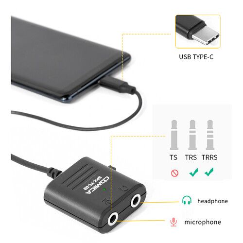 Адаптер COMICA CVM-SPX-UC Multi-Functional 3,5 мм (підтримує мікрофони TRS і TRRS 3,5 мм) до USB TYPE