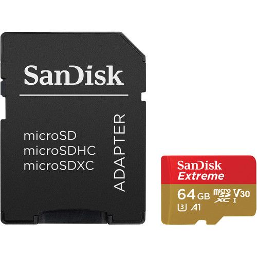 Карта памяти SanDisk 64GB Extreme UHS-I microSDXC с SD Adapter