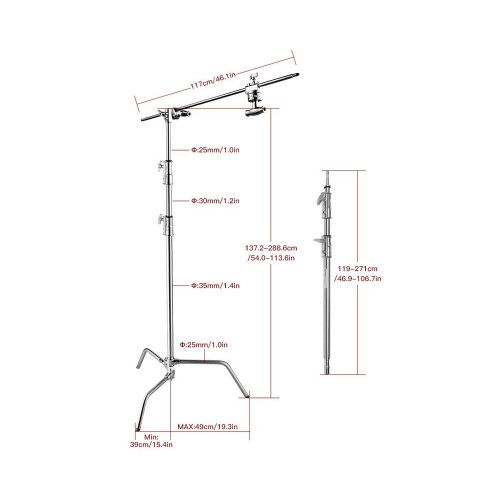 Стойка студийная журавль E-Image LCS-03 (C-Stand) (до 288см, длина стрелы 117см)