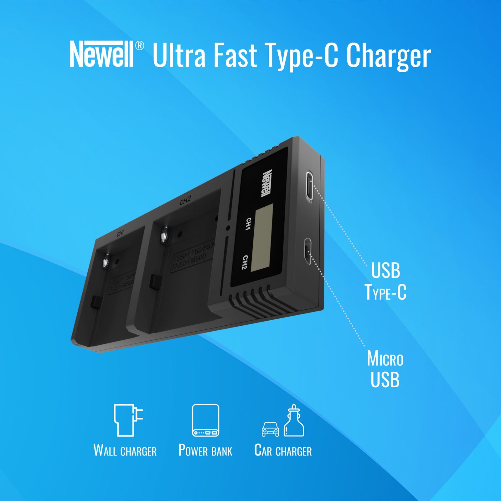 Зарядное устройство Newell Ultra Fast Type-C Battery Charger for NP-F, NP-FM (NL2412)