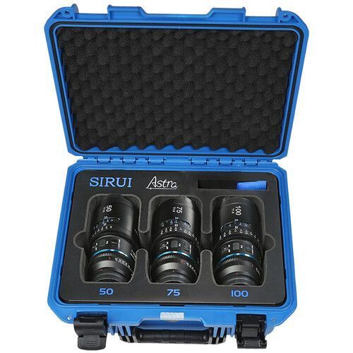 Набор объективов Sirui Astra T1.8 1.33x AF Anamorphic L-Mount, 3 шт (50, 75, 100mm, Blue Flares)