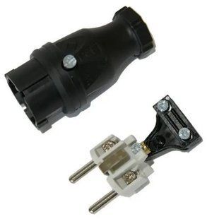 Вилка Schuko PCE 0511-s кабельна гумова IP44 чорна (23350) (0511-s)