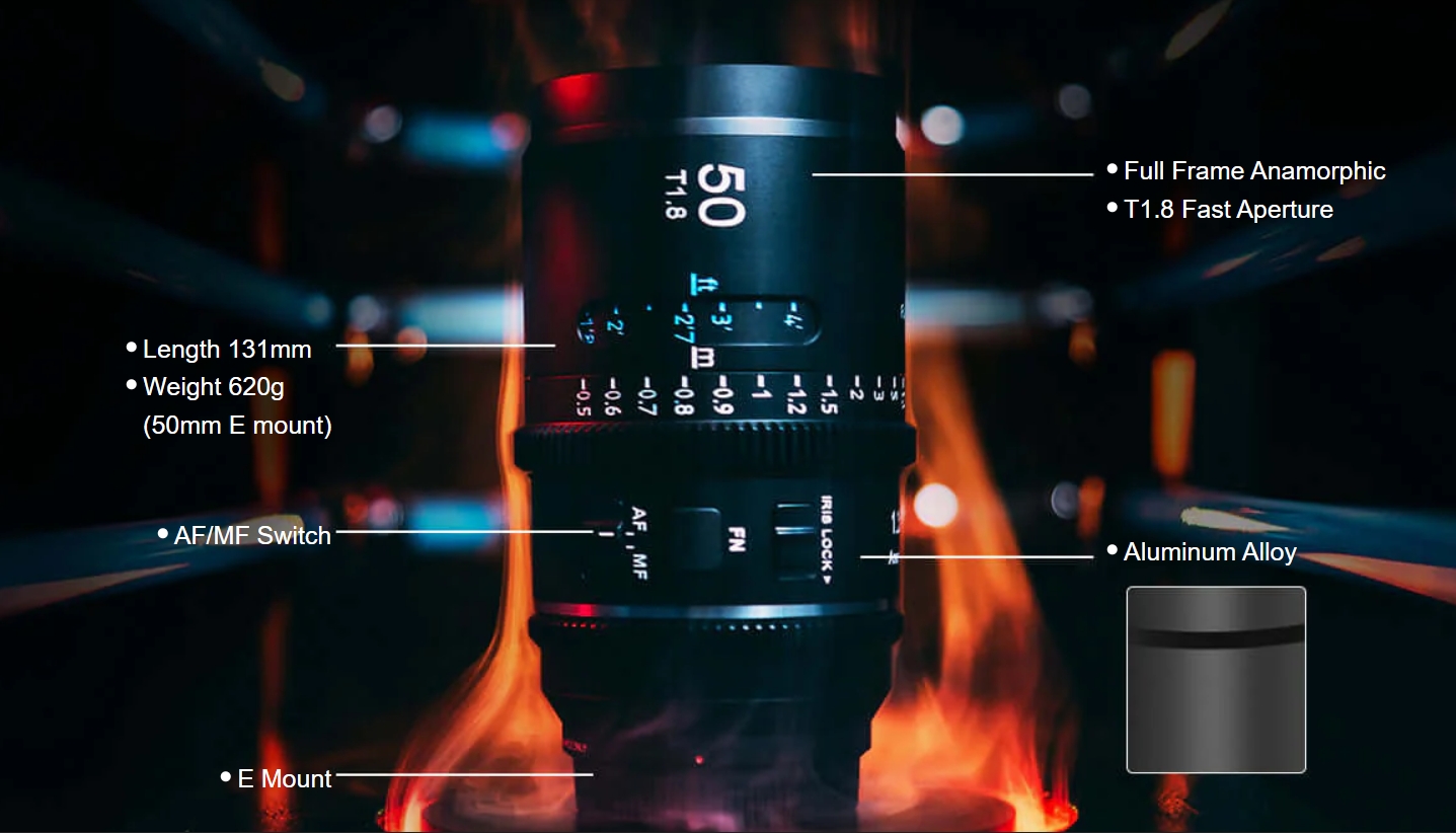 Sirui Astra T.18 1.33x 50mm Full Frame Anamorphic для Sony E Mount (Neutral Flares) — об'єктив для кінозйомки з автофокусом та анаморфним стисненням