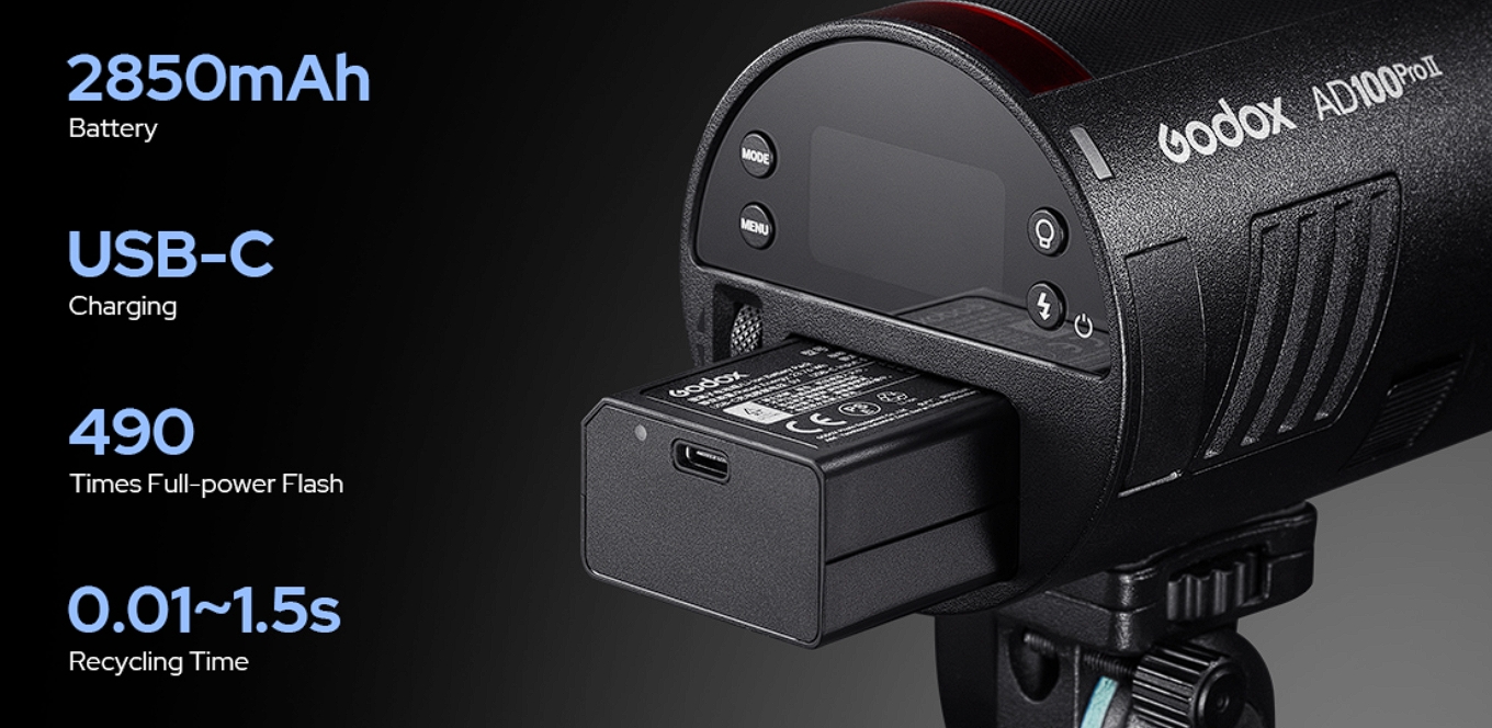 Godox AD100Pro II — студійний спалах з професійними функціями та автономною роботою для зйомки фото