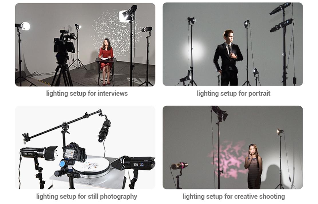 Godox S30-D (Daylight) — набір з 3 прожекторів та аксесуарів для фільмування відео, фото та ведення етерів
