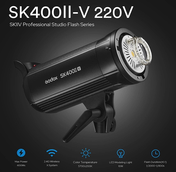 Godox SK400II-V Monolight — спалах з високою потужністю 400 Вт та моделюючим LED світлом 10 Вт для студійного використання