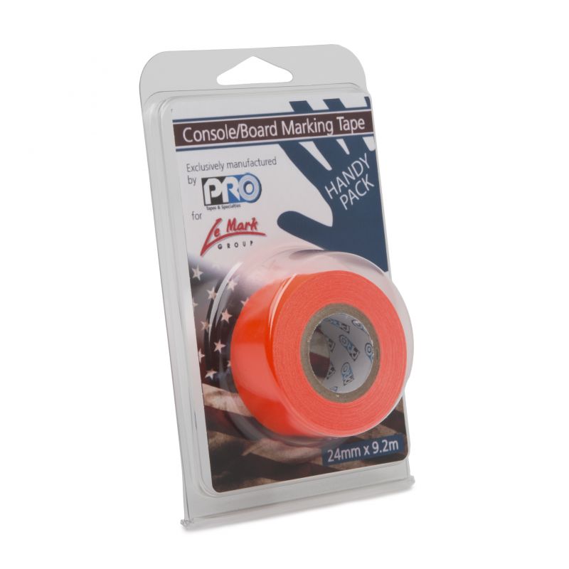 Клейкая лента Le Mark Pro Gaff Pocket 24mm x 5.4m Neon Fluorescent Orange – профессиональный флуоресцентный гаф-скотч для сцены и съемок