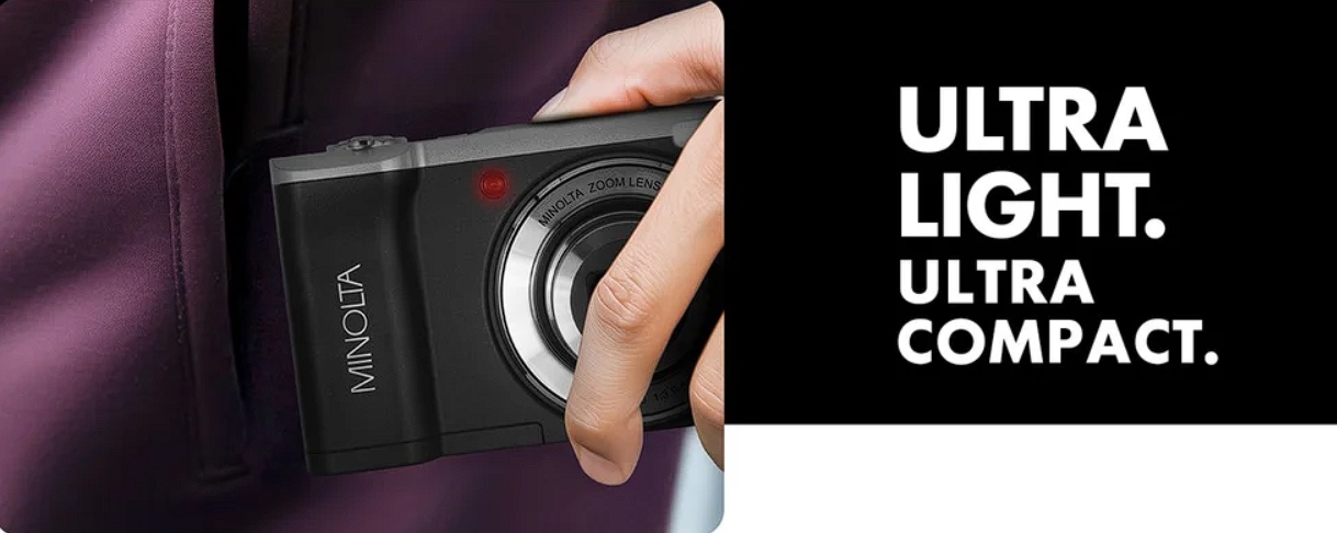 Minolta MNB5Z Digital Camera (MNB5Z-BK) — легка та мобільна камера з 2 об'єктивами для зйомки фото й відео початківцями