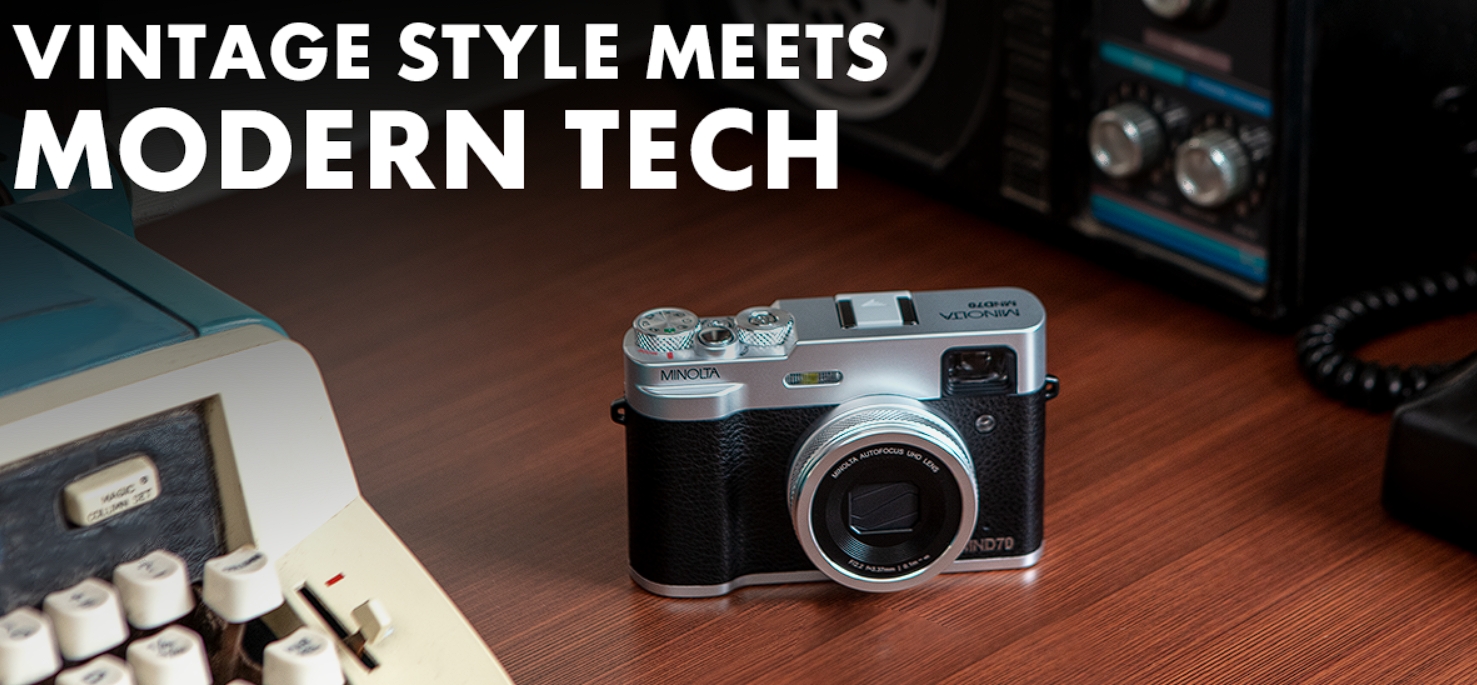 Minolta MND70 Digital Camera (MND70-S) — компактна камера для аматорів в стилі ретро з додатковим об'єктивом для селфі