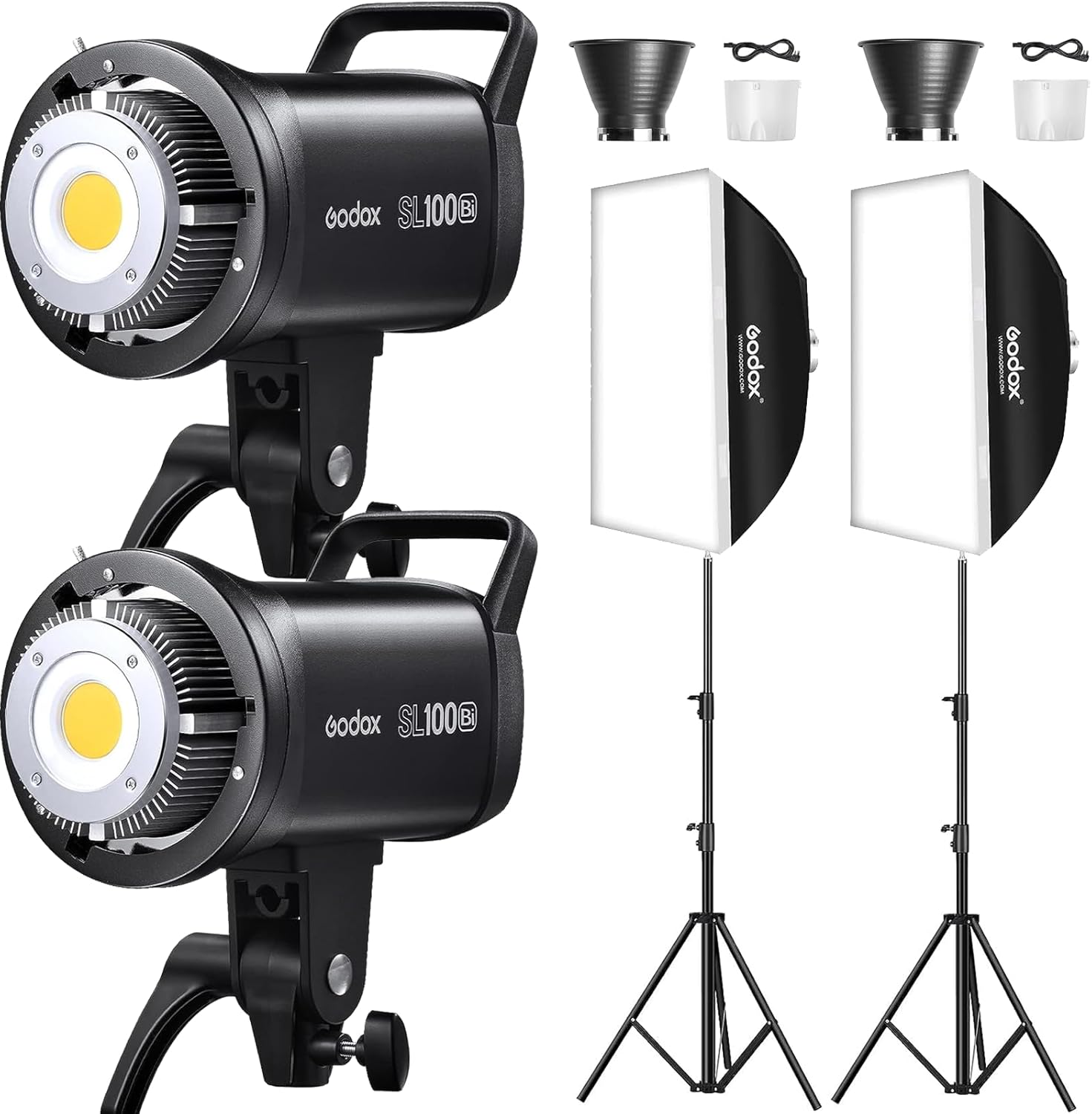 Набір LED світла Godox SL100BI-K2 з стійками і софтбоксами (Bi-Color) (2 шт)