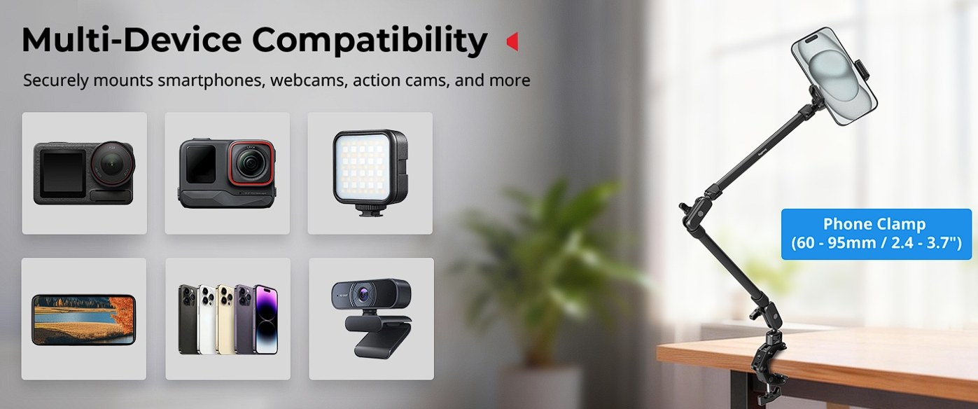 SmallRig 5626 Desktop Magic Arm with Crab-Shaped Clamp Kit — комплект кріплення з Magic Arm, клемпу та MagSafe-кронштейну